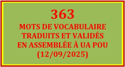 LISTE DES 363 MOTS TRADUITS ET VALID&Eacute;S &Agrave; UA POU (12/09/2025)
