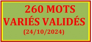 TABLEAU FRAN&Ccedil;AIS-MARQUISIEN DES 260 MOTS VALID&Eacute;S &Agrave; UA HUNA - OCTOBRE 2024